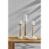 Skinny Marble & Wood Candlesticks