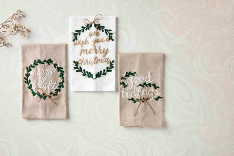 White Christmas Embroidered Towel
