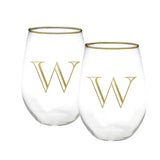 Initial Stemless Wine Glass Set