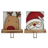 Reindeer & Santa Painted Stocking Holder