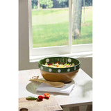 Green Dot Serving Bowl & Spoon Set