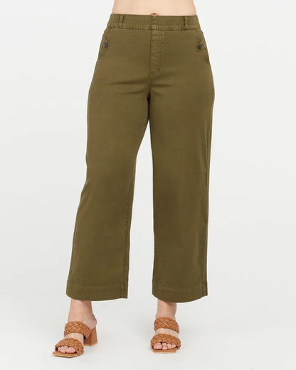 Stretch Twill Cropped Wide Leg Pant