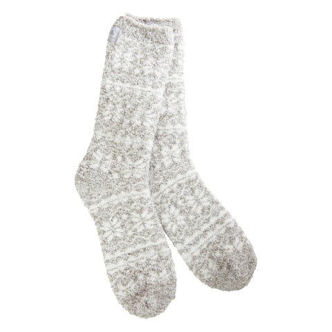 Fair Isle Silver Cozy Socks