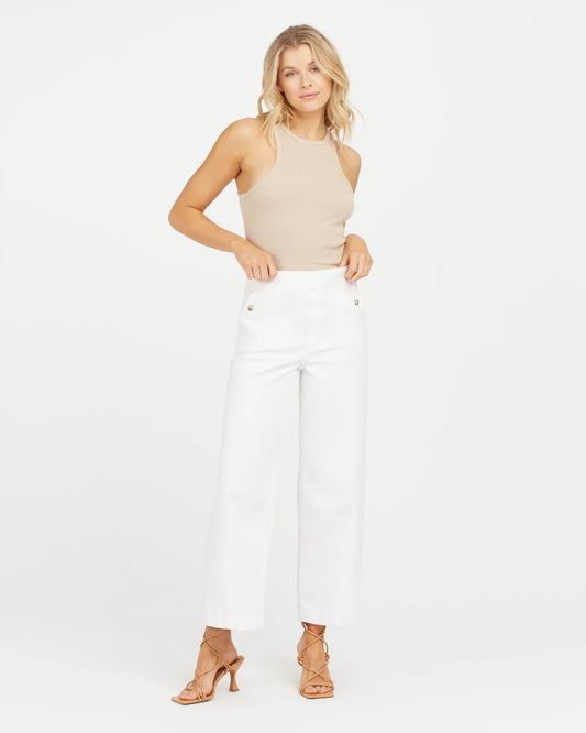 Stretch Twill Cropped Wide Leg Pant