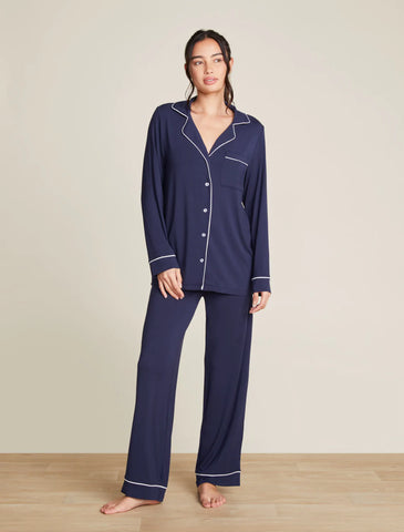 Luxe Milk Jersey Piped Pajama Set | Indigo