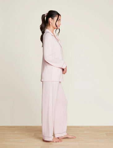 Luxe Milk Jersey Piped Pajama Set | Pink