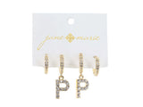Initial Huggies Earrings Set