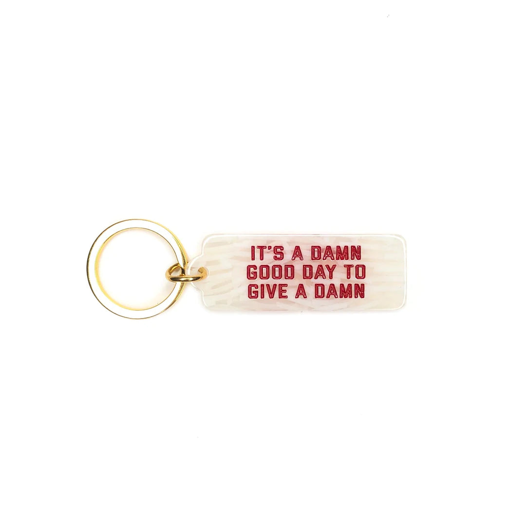 Give a Damn Rectangle Keychain