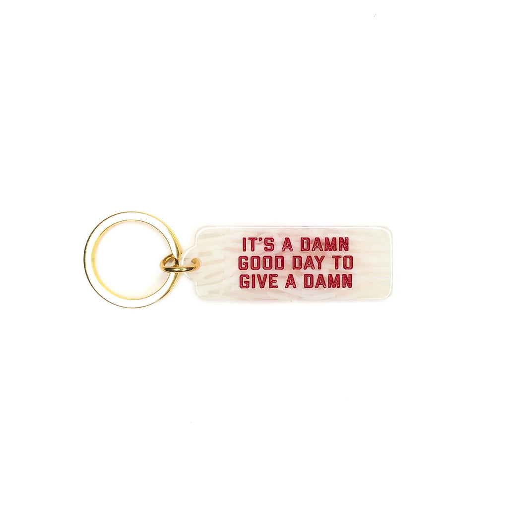 Give a Damn Rectangle Keychain