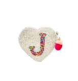 Initial Beaded Heart Pouch