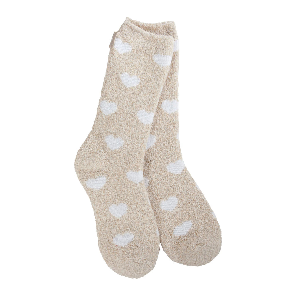 White Heart Cozy Crew Socks