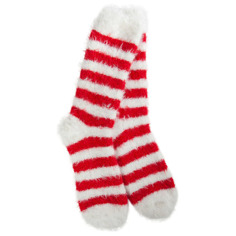 Red Stripe Cozy Crew Socks