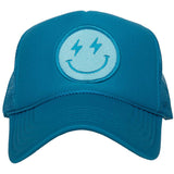 Turquoise Lightning Happy Face Trucker Hat