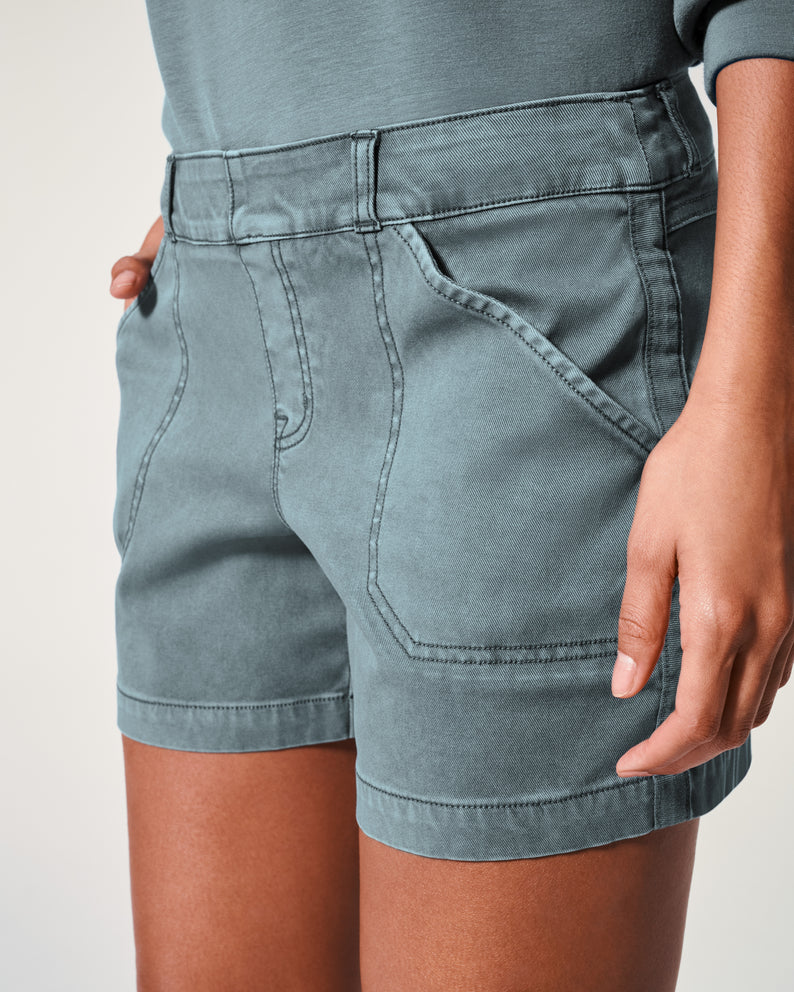 Spanx Twill Shorts 4 | Hazy Blue Grey