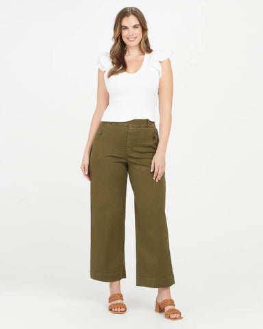 Stretch Twill Cropped Wide Leg Pant
