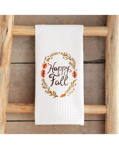 Happy Fall Waffle Weave Tea Towel