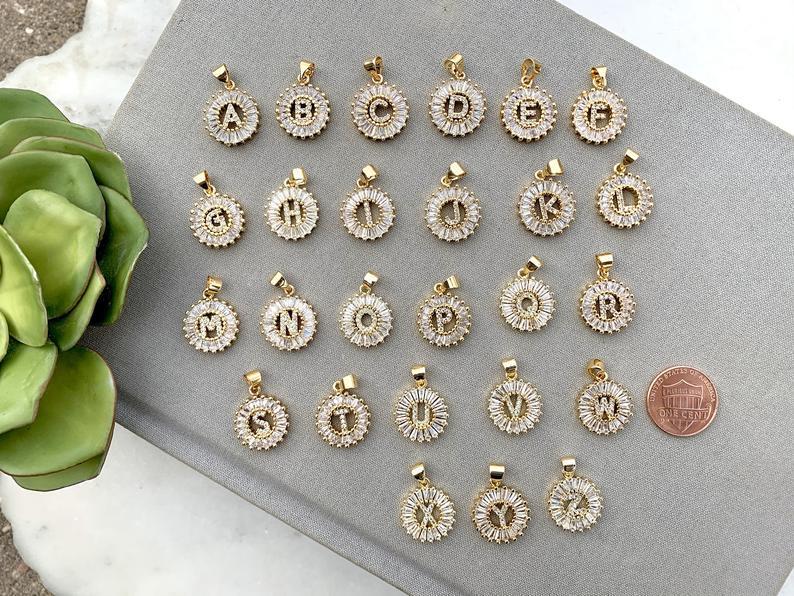Round Initial CZ Necklace