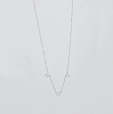 MRS CZ Block Necklace