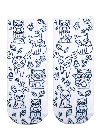Woodland Animal Coloring Socks