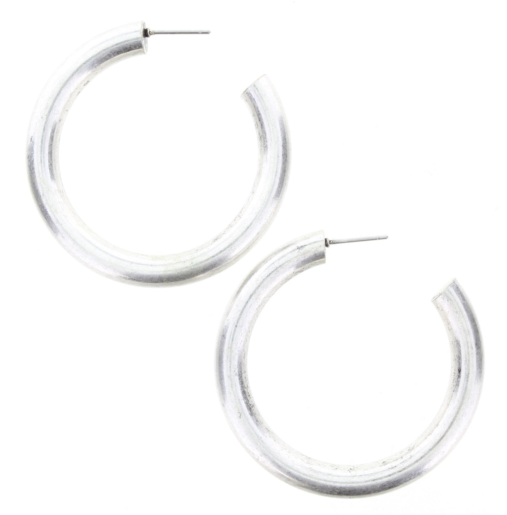 Smaller Silver Tubular Hoop Earring
