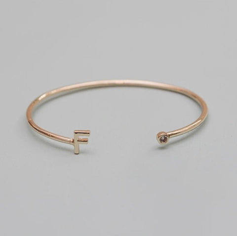 Initial Gold Cuff Bracelet