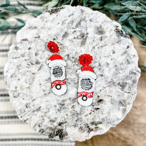 White Claw Christmas Earrings