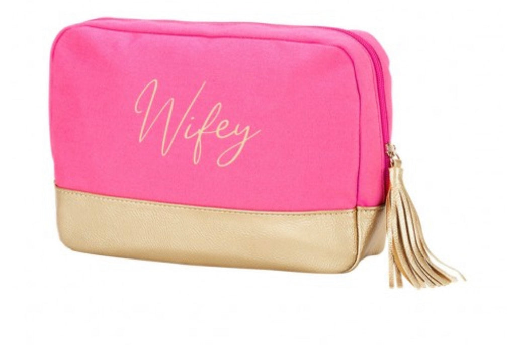 Wifey Embroidered Cosmetic Bag
