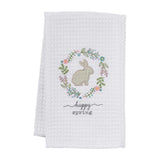 Bunny Wreath Waffle Tea Towel