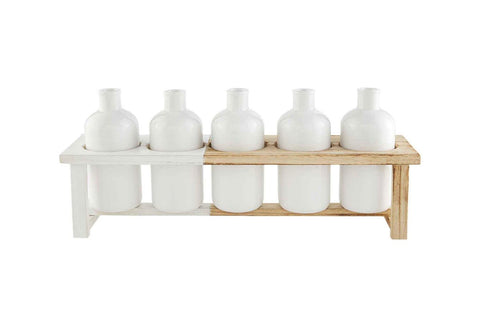 White Two-Tone Vase Stand Set