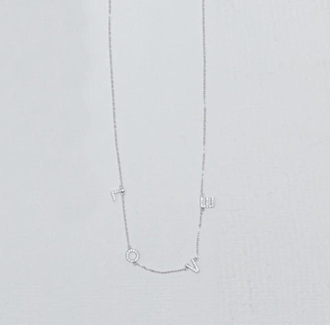 LOVE CZ Block Necklace