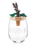 Deer Antler Wine Glass and Topper Set