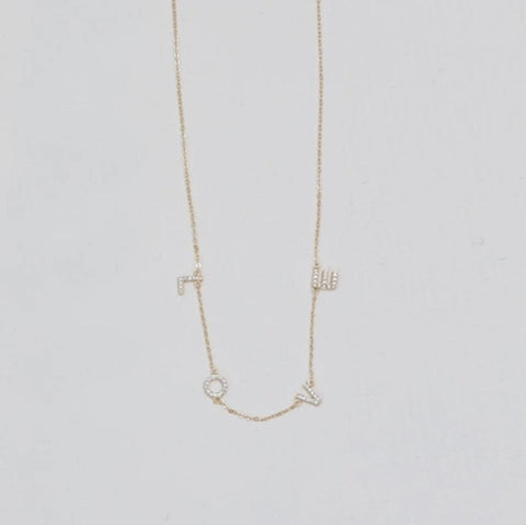 LOVE CZ Block Necklace