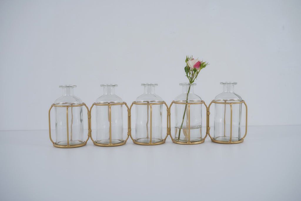 Gold Stand with Multi Glass Jars