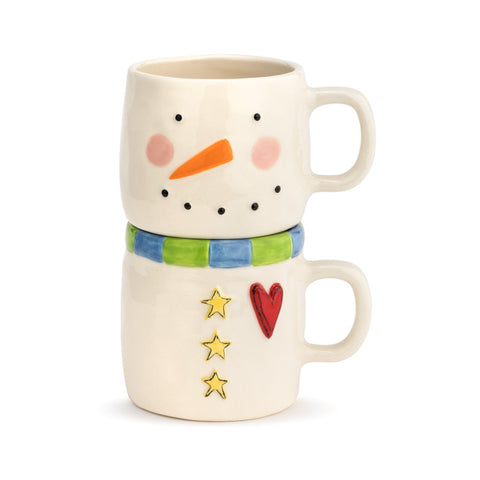 Heartful Snowman Stacked Mugs
